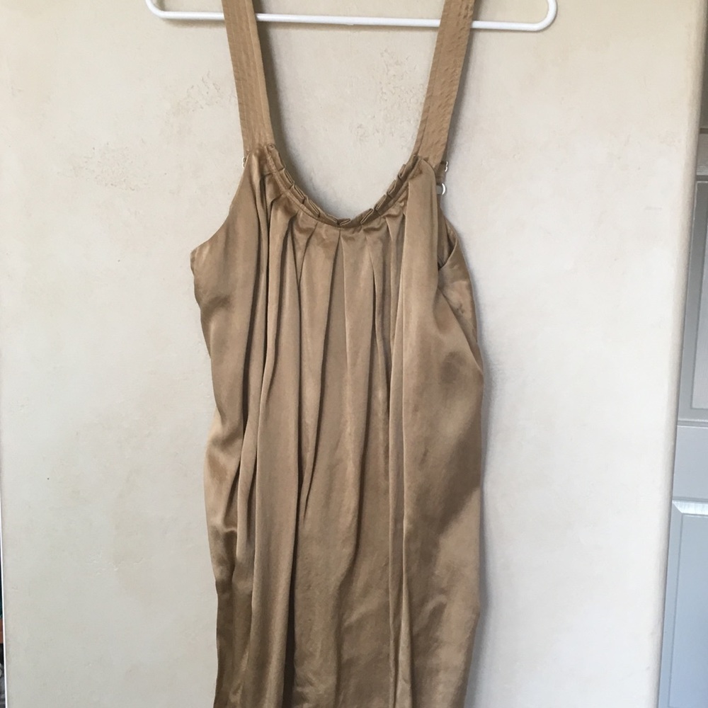 BCBG gold silk midi dress